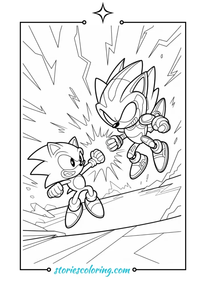 Shadow and Sonic face-to-face in a battle 