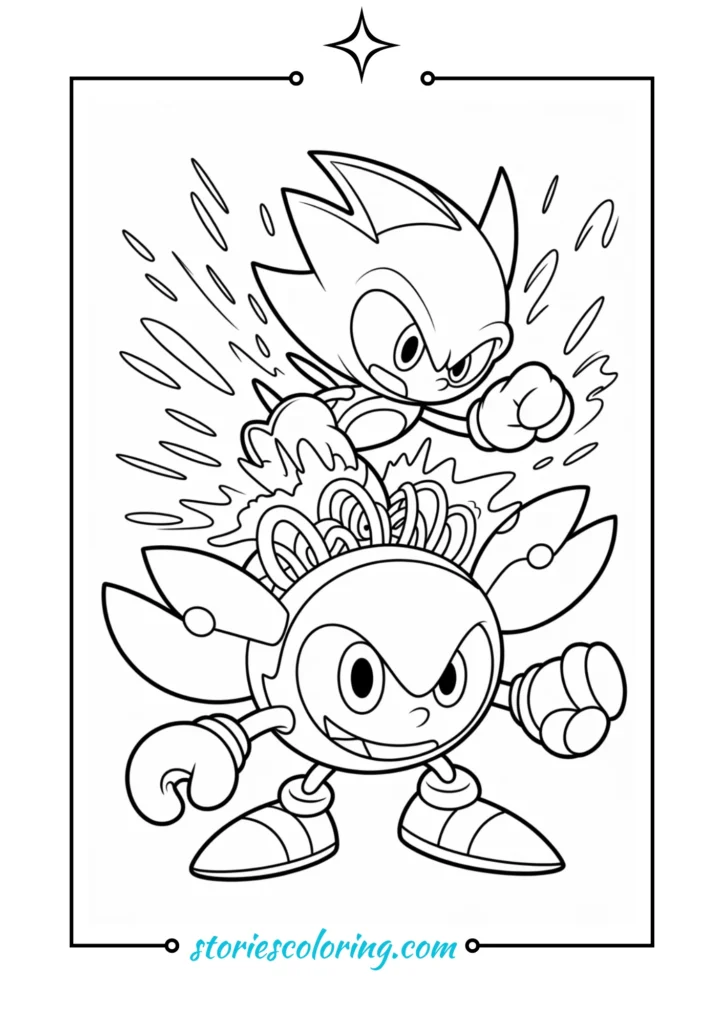 Sonic breaking Badnik robot mechanical parts