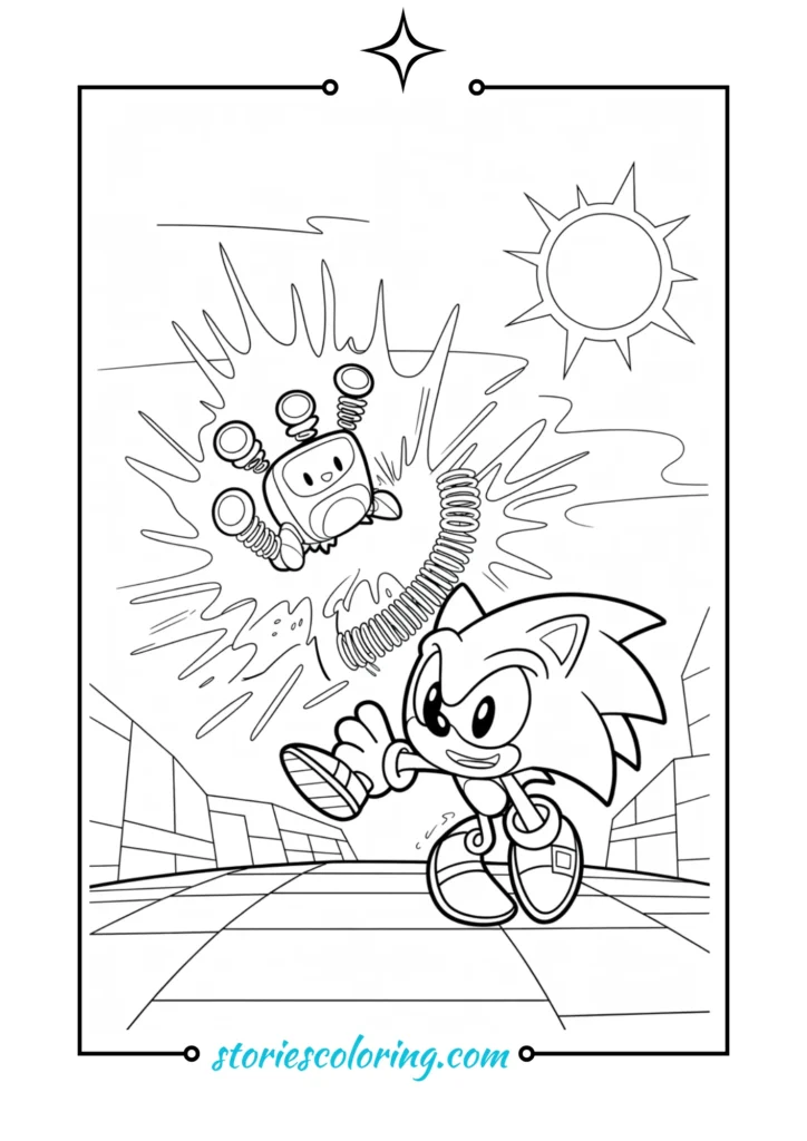 Sonic charging up an energy attack black and white page

